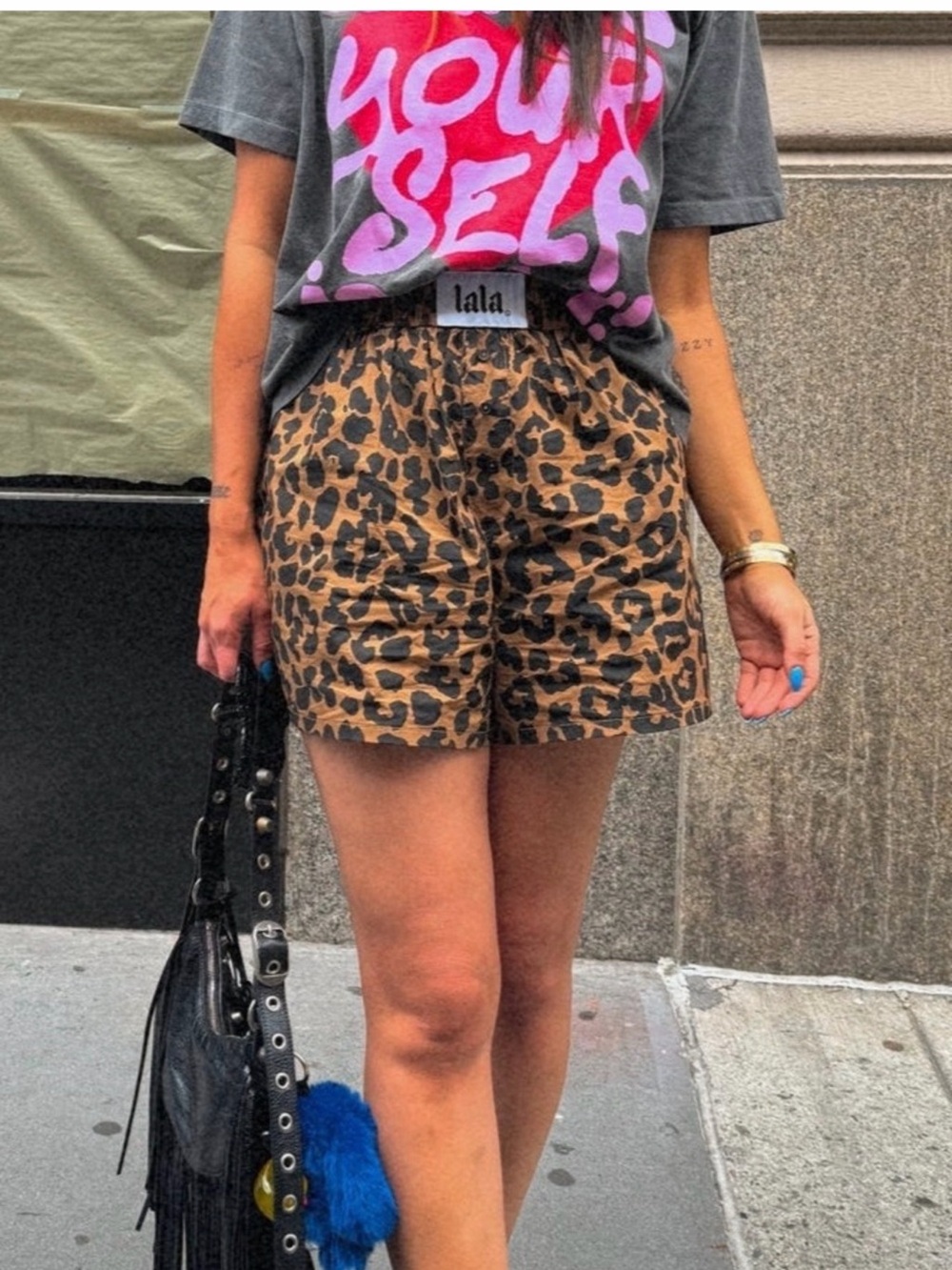 Dressed in LALA Leopard Print High-Waist Women’s Shorts - Brown/Black Sz Medium